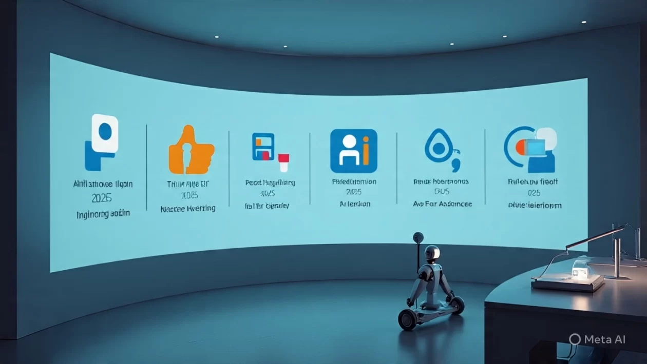 AI breakthroughs in 2025 with glowing digital interface and machine learning visuals